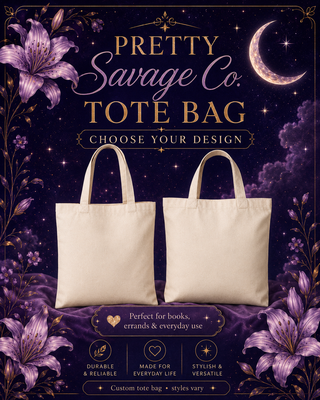 Pretty Savage Co. Tote Bag | Choose Your Design