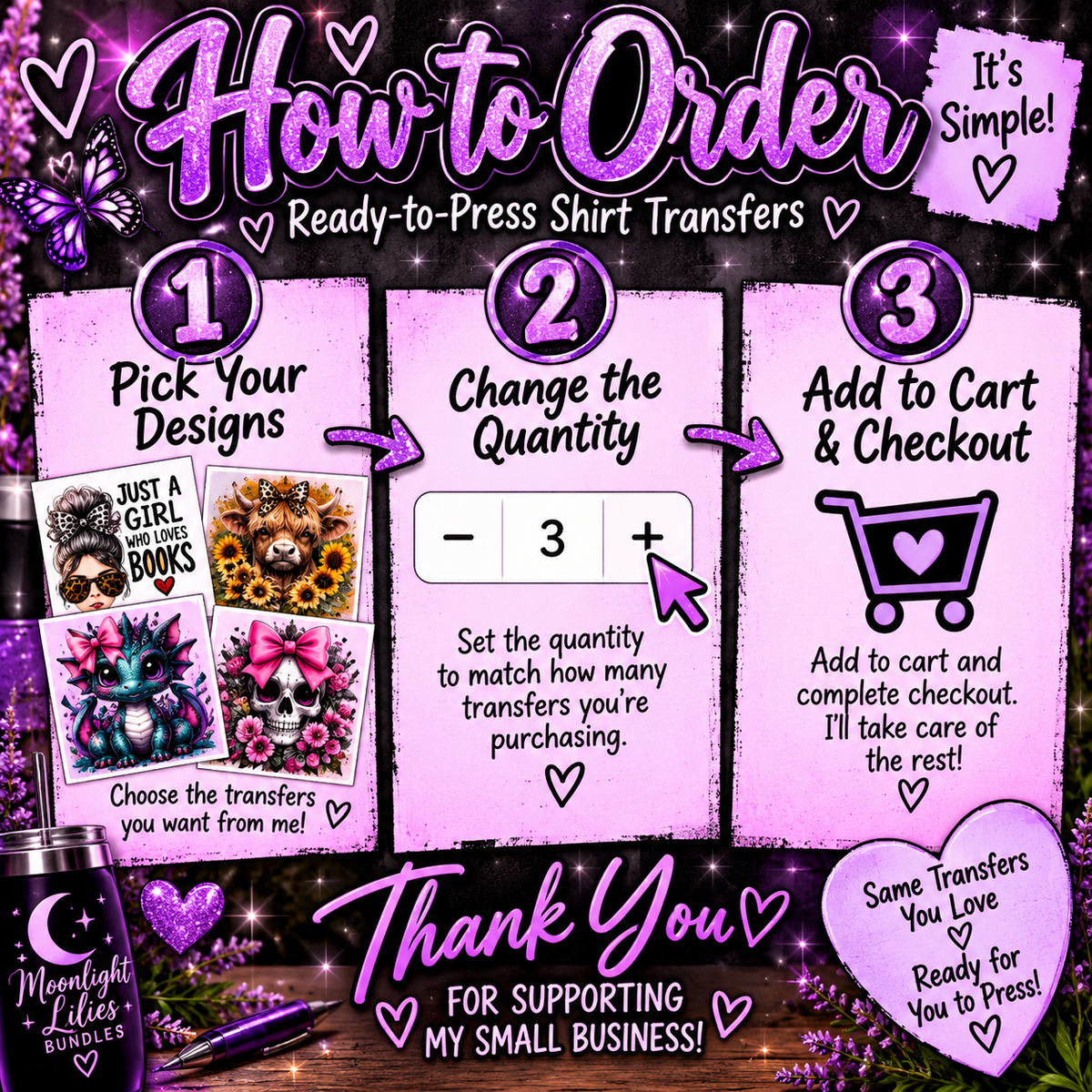 Ready-to-Press Shirt Transfers – $3 Each